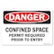 Signmission OSHA Sign, Confined Space Permit Required Prior To Entry, 10in X 7in Plastic, 10" W, 7" H, Lndscp OS-DS-P-710-L-19306 - alternate 1
